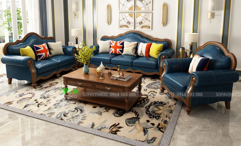 Bộ ghế sofa tân cổ điển sang trọng đẹp mắt cho phòng khách